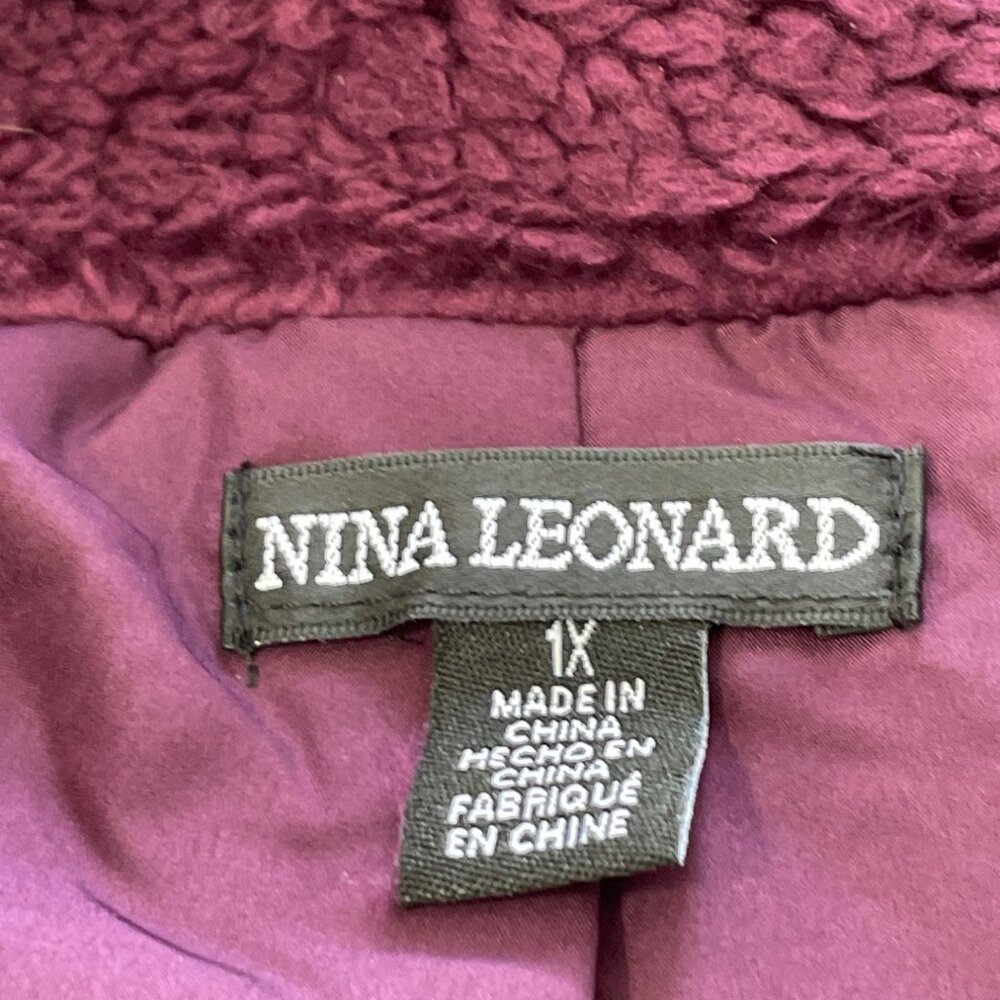 Nina Leonard Collared Sherpa Coat Plus Size 1X and Quilted Button Front Raisin - Picture 3 of 6